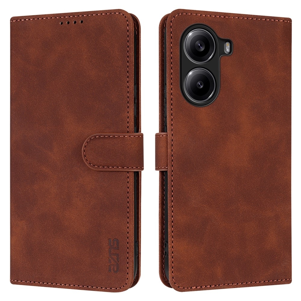 AZNS tok könyv tok Xiaomi Poco X7 Pro 5G - barna színben