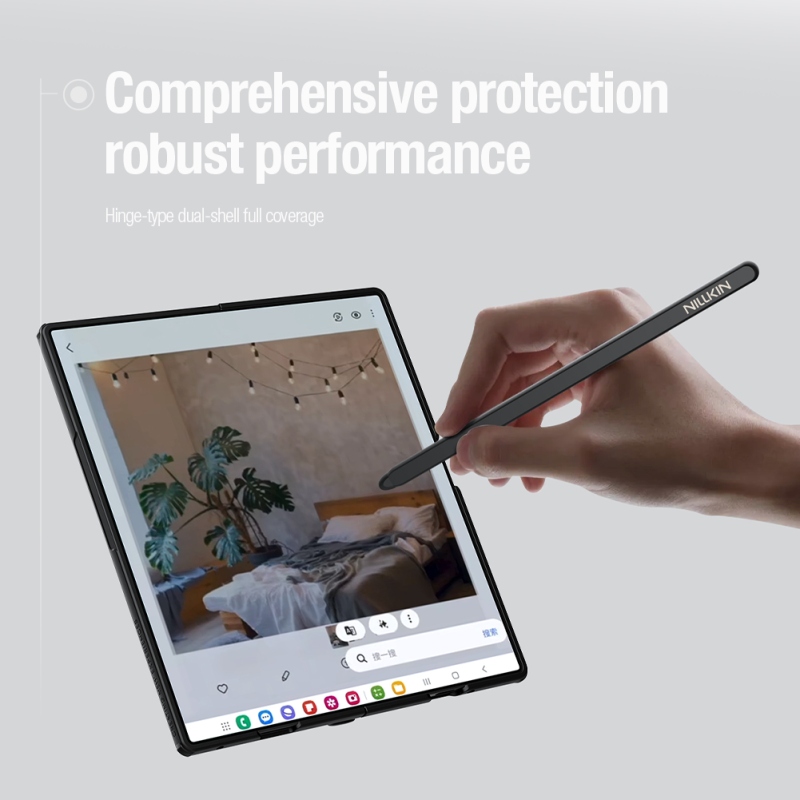 Nillkin Super Frosted FOLD mágneses tolltartóval ellátott hátsó tok a Samsung Galaxy Z Fold 8 Ultra-hoz, átlátszó fekete