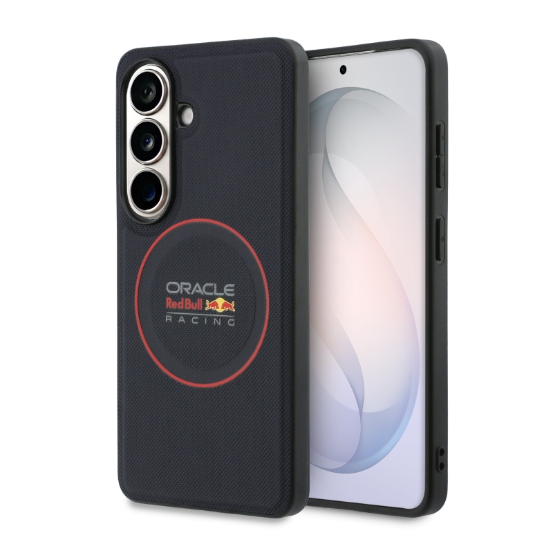 Red Bull PU bőr hálós piros gyűrűs mágneses hátlap a Samsung Galaxy S26 Navy számára