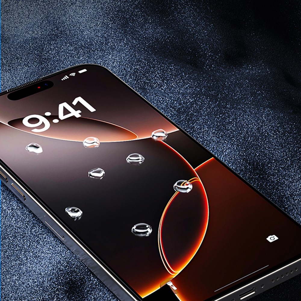 WKM teljes felületű edzett üveg az iPhone 18 Pro/17 Pro mobiltelefonhoz, felhelyező kerettel