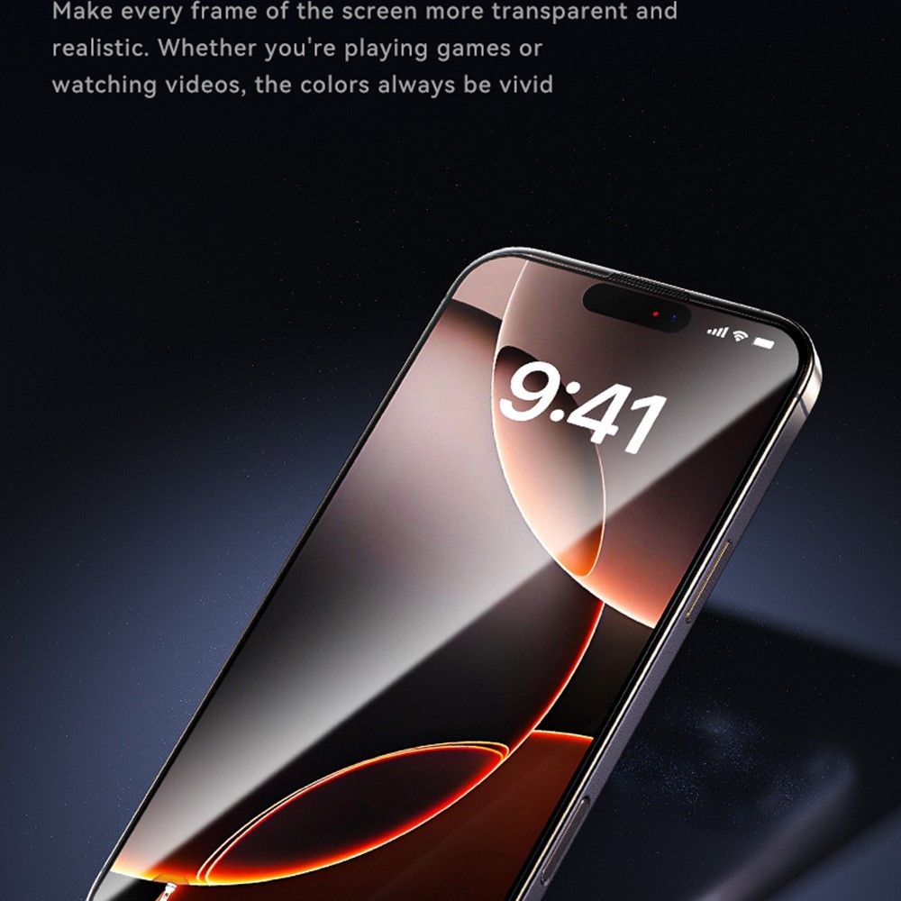 WKM teljes felületű edzett üveg az iPhone 18 Pro/17 Pro mobiltelefonhoz, felhelyező kerettel