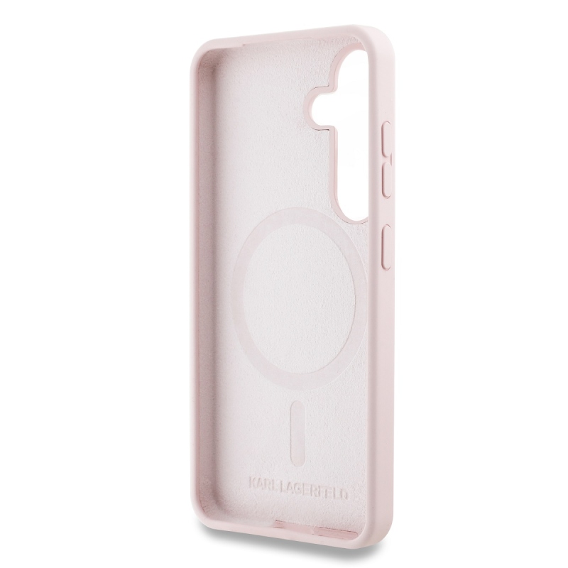 Karl Lagerfeld Liquid Silicone K&CH Heads MagSafe hátlap Samsung Galaxy S25+ rózsaszínű borító