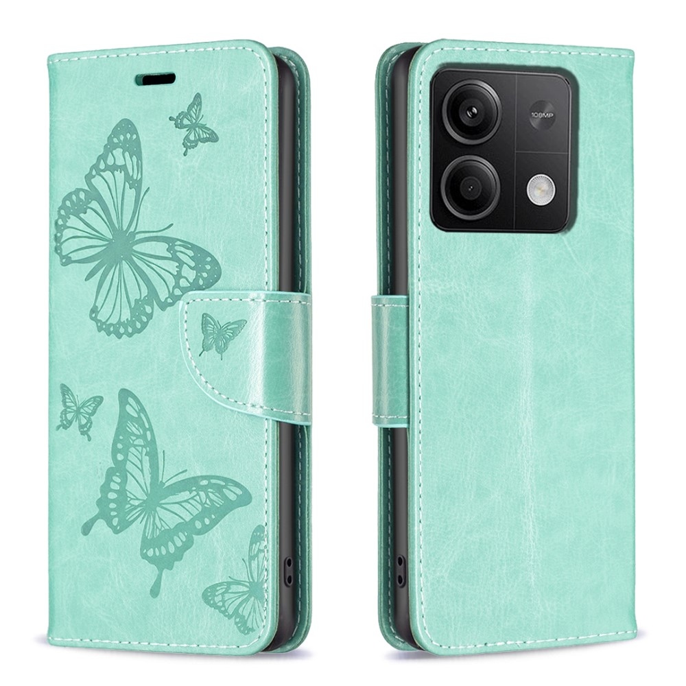Pillangó könyv tok a Xiaomi Redmi Note 13-hoz - teal színű