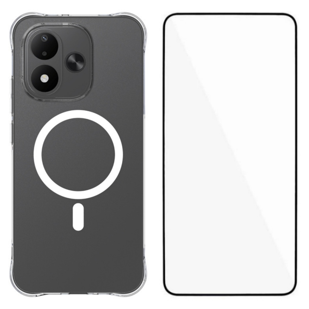 WL2 átlátszó, sarokvédővel ellátott géltok + teljes felületű üveg a Xiaomi Redmi Note 17 4G/5G-hez