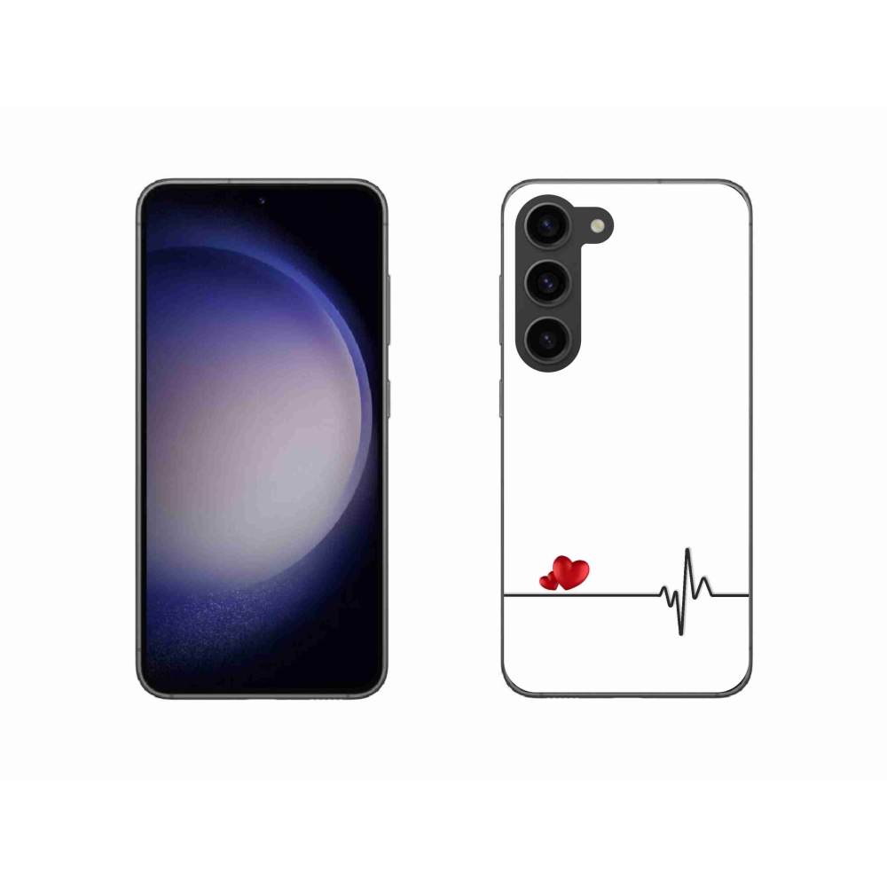 Gél borító mmCase Samsung Galaxy S23 5G - szív és szívverés fehér háttérrel