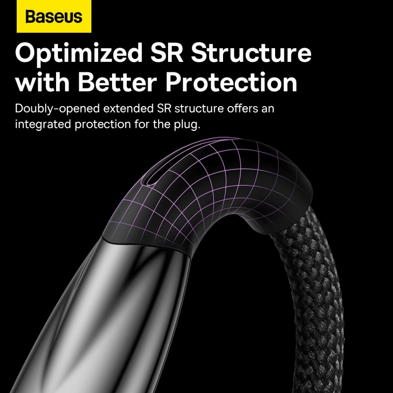 Baseus Glimmer sorozatú gyors töltő adatkábel USB-C - világítás 20W 1m Fekete