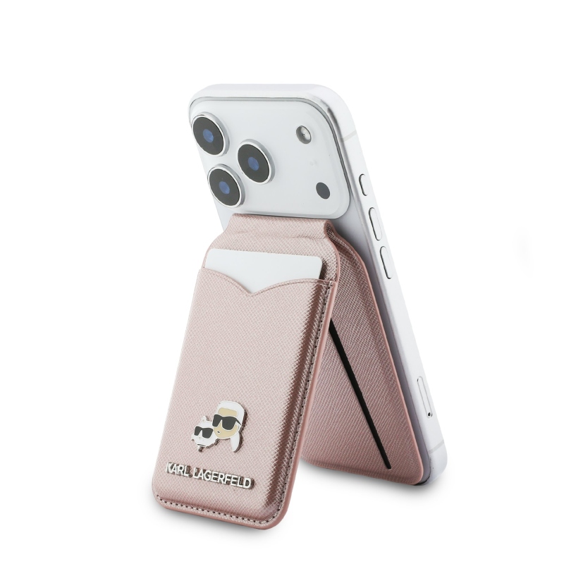 Karl Lagerfeld Mirror MagSafe Cardslot pénztárca állvánnyal rózsaszínű