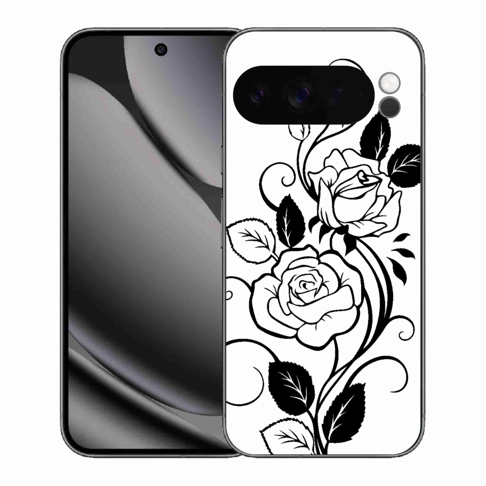 Zselés borítás mmCase a Google Pixel 10 Pro XL-hez - fekete és fehér rózsa