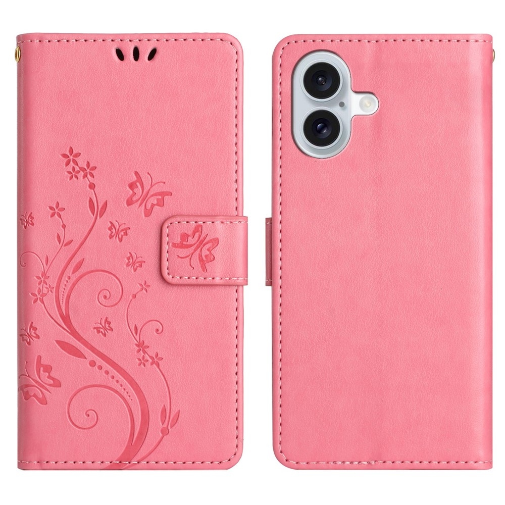 Virágok könyvtáska iPhone 17 készülékhez - rózsaszín