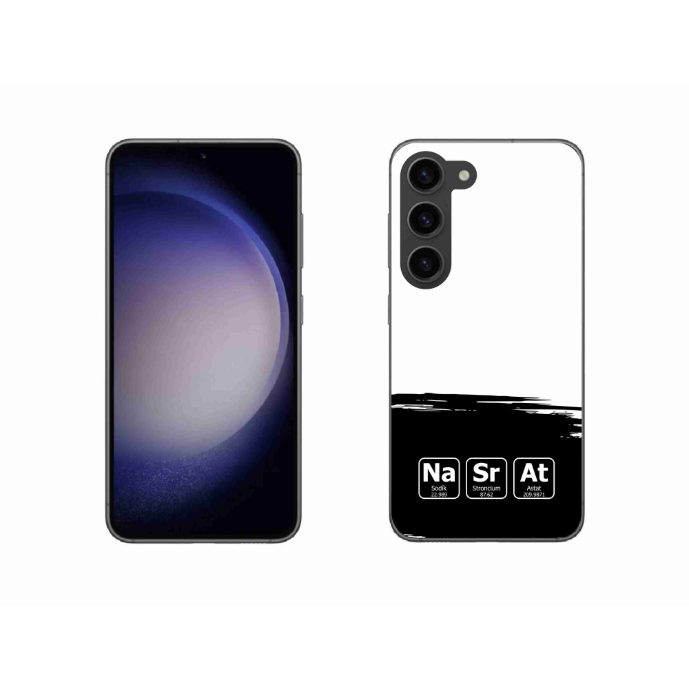 Gél borító mmCase Samsung Galaxy S23 5G - kémiai elemek fekete és fehér háttérrel