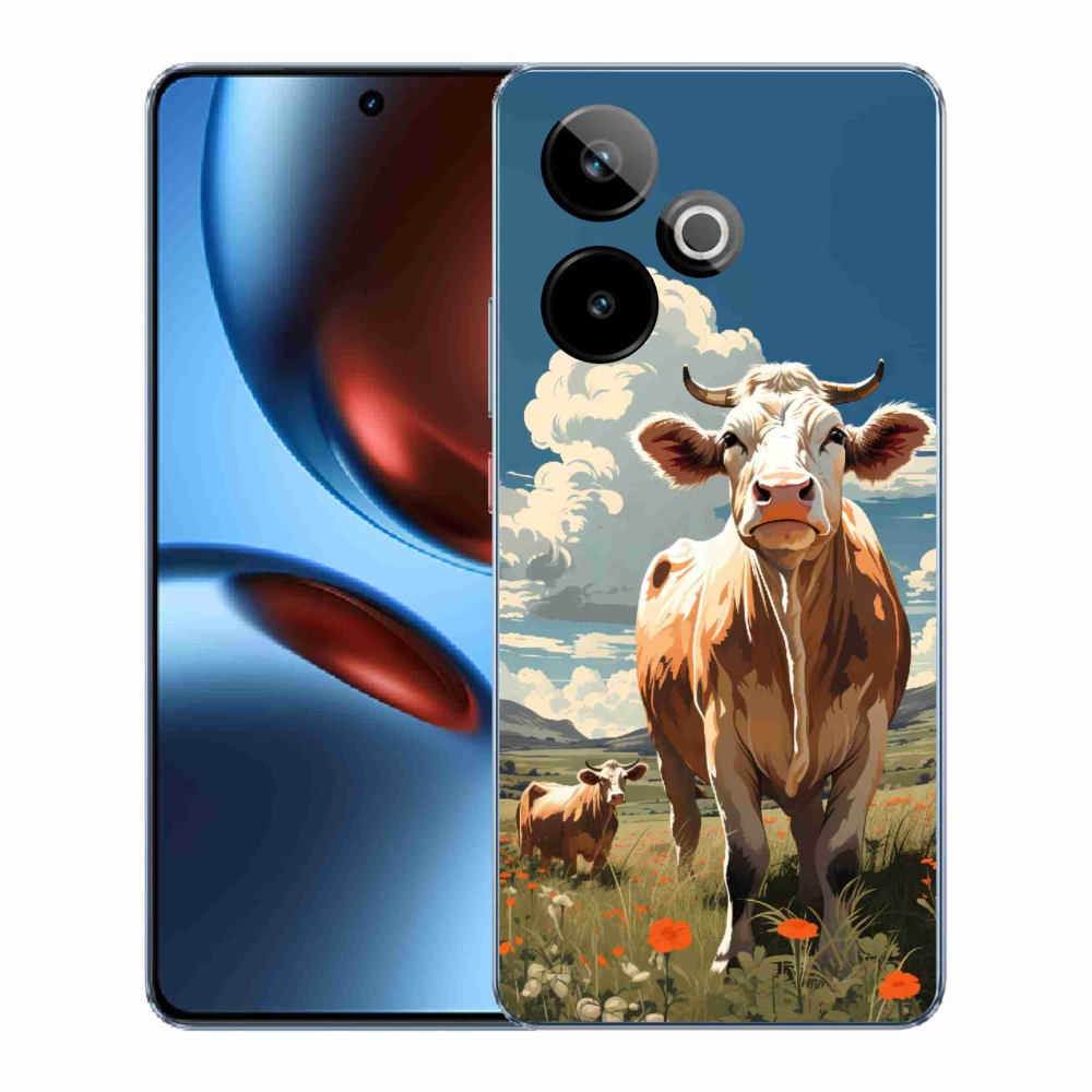 Rugalmas zselés tok mmCase képpel a Realme GT 7 5G/GT 7T 5G számára - tehenek a réten