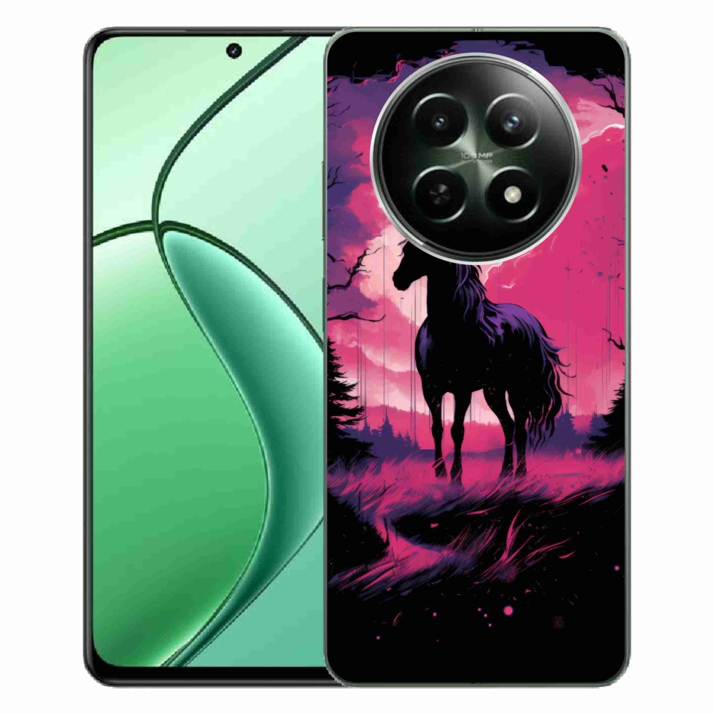 Zselés borítás mmCase a Realme 12 5G/12x 5G - fekete rajzfilm ló 1