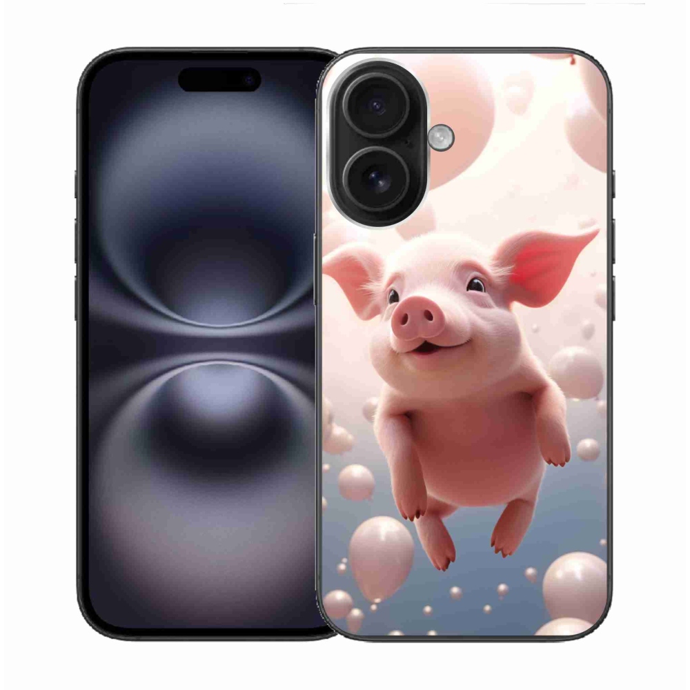 Gél borítás mmCase iPhone 16 készülékhez - malacka lufikkal