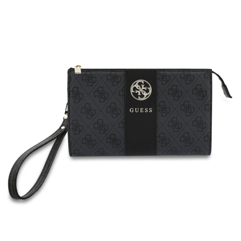 Guess PU 4G Stripe Metal Logo mobiltelefon-táska, fekete