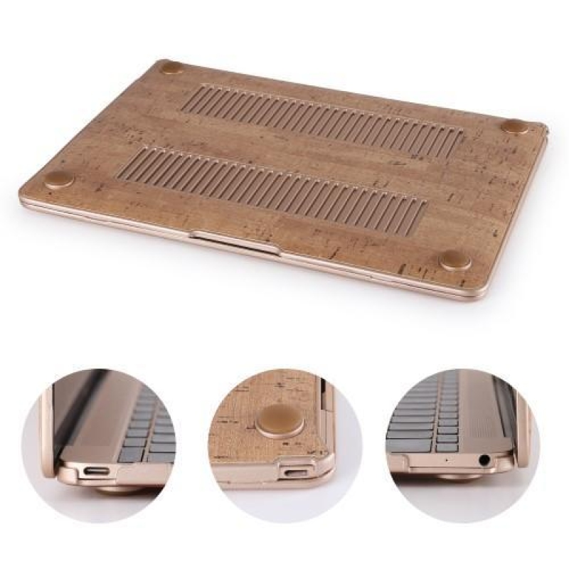 Woody műanyag tok PU bőrrel MacBook Air 13.3 - khaki színű - khaki