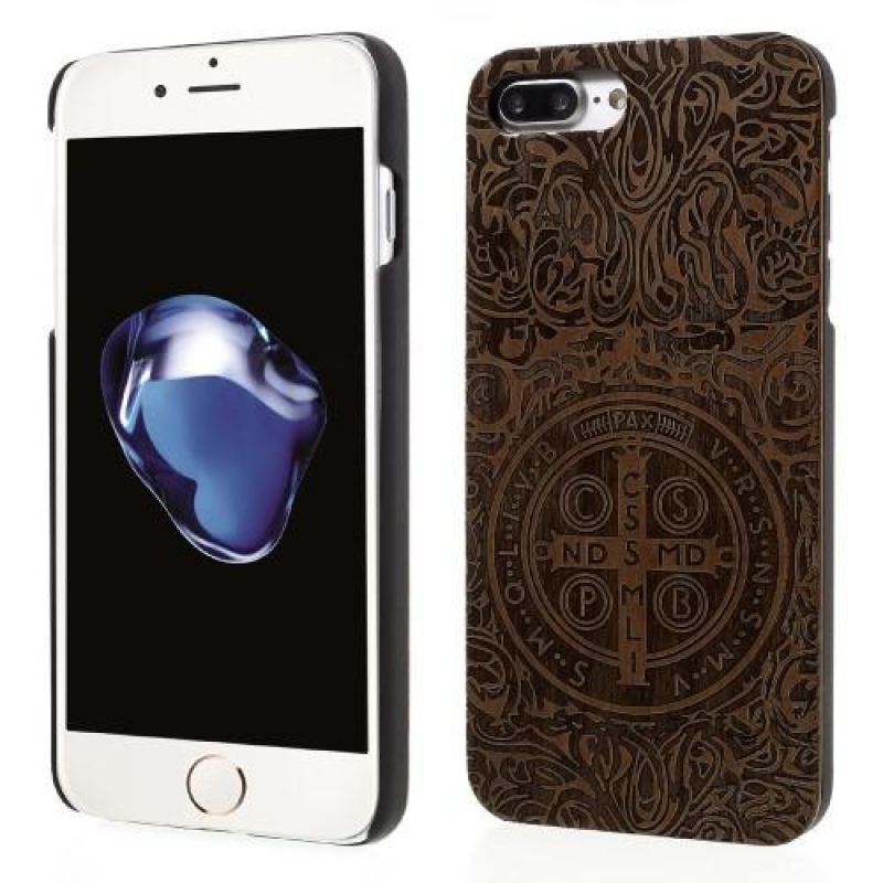 Fás műanyag tok fából készült hátlappal és égetett motívummal iPhone 7 Plus és iPhone 8 Plus készülékhez - benedict