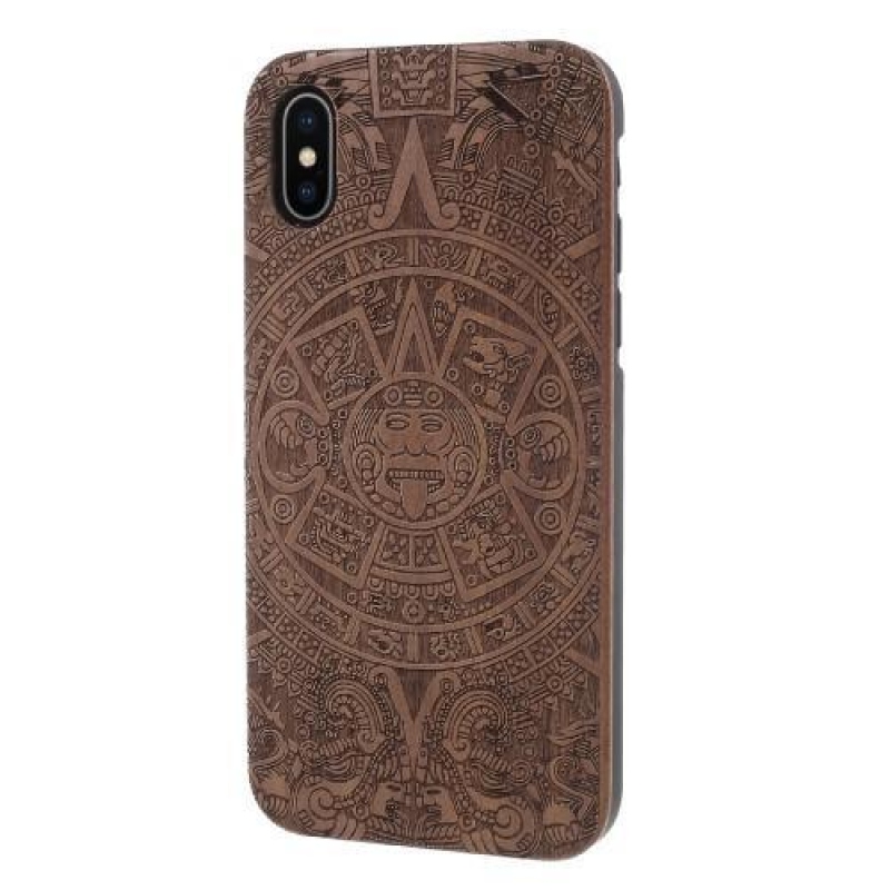 Fás műanyag tok fából készült hátlappal és égetett motívummal iPhone X készülékhez - mayo