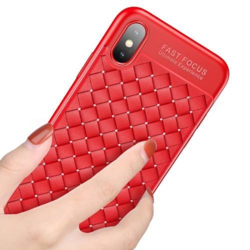 Szövött zselés tok textúrával iPhone X készülékhez - piros
