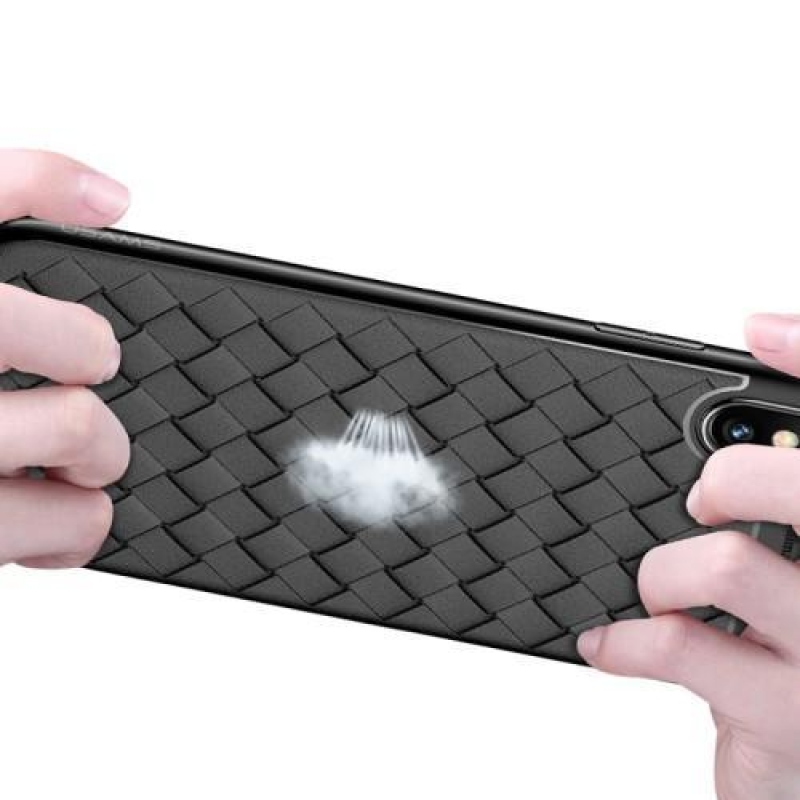 Szövött zselés tok textúrával iPhone X készülékhez - kék