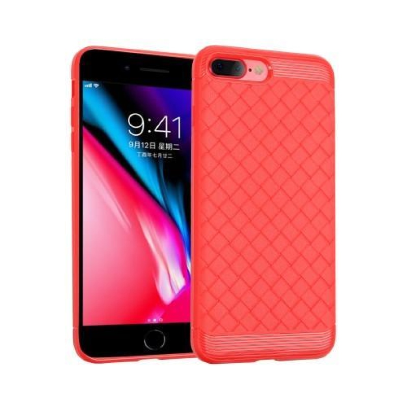 Szövött textúrájú zselés tok iPhone 8 Plus és iPhone 7 Plus készülékhez - piros