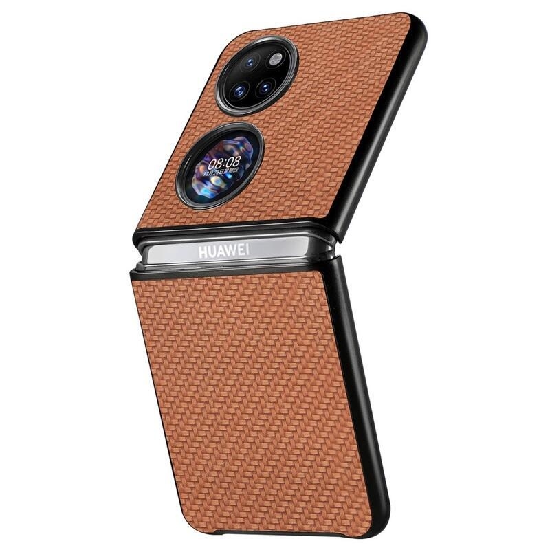 Szövött, texturált műanyag borító mobiltelefonhoz Huawei P50 Pocket - barna