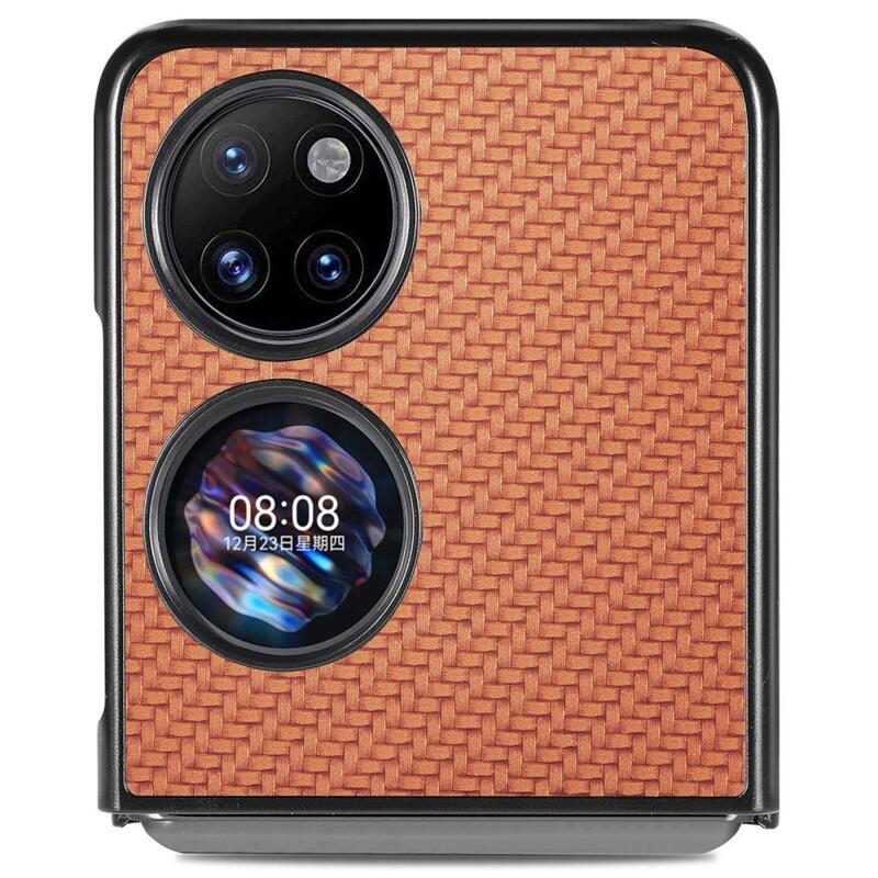 Szövött, texturált műanyag borító mobiltelefonhoz Huawei P50 Pocket - barna