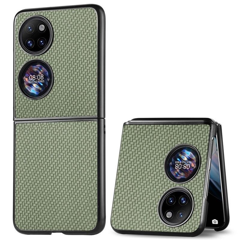 Szövött, texturált műanyag borítás Huawei P50 Pocket készülékhez - zöld