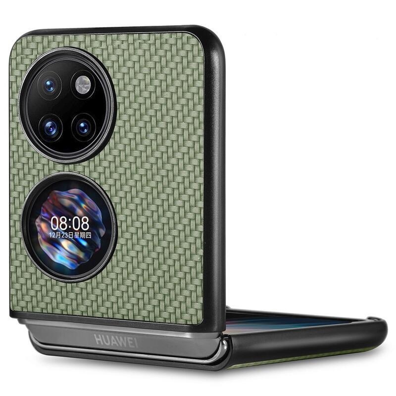 Szövött, texturált műanyag borítás Huawei P50 Pocket készülékhez - zöld