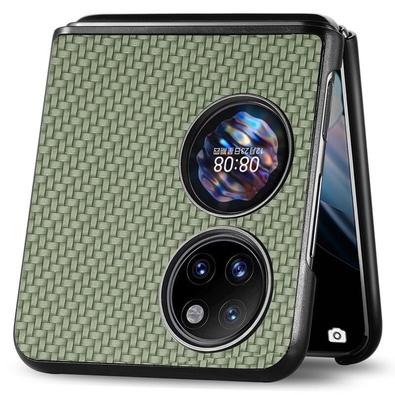 Szövött, texturált műanyag borítás Huawei P50 Pocket készülékhez - zöld