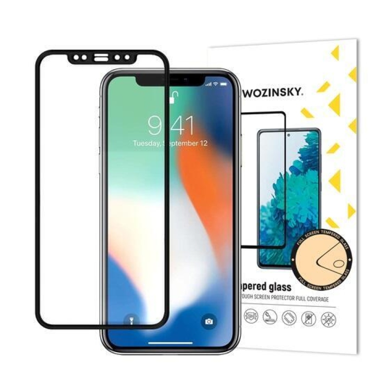 Wozinsky teljes képernyős edzett üveg iPhone 12/12 Pro készülékhez - fekete