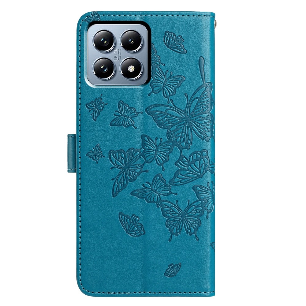 Virágos pillangó könyv tok Xiaomi 15T-hez - kék