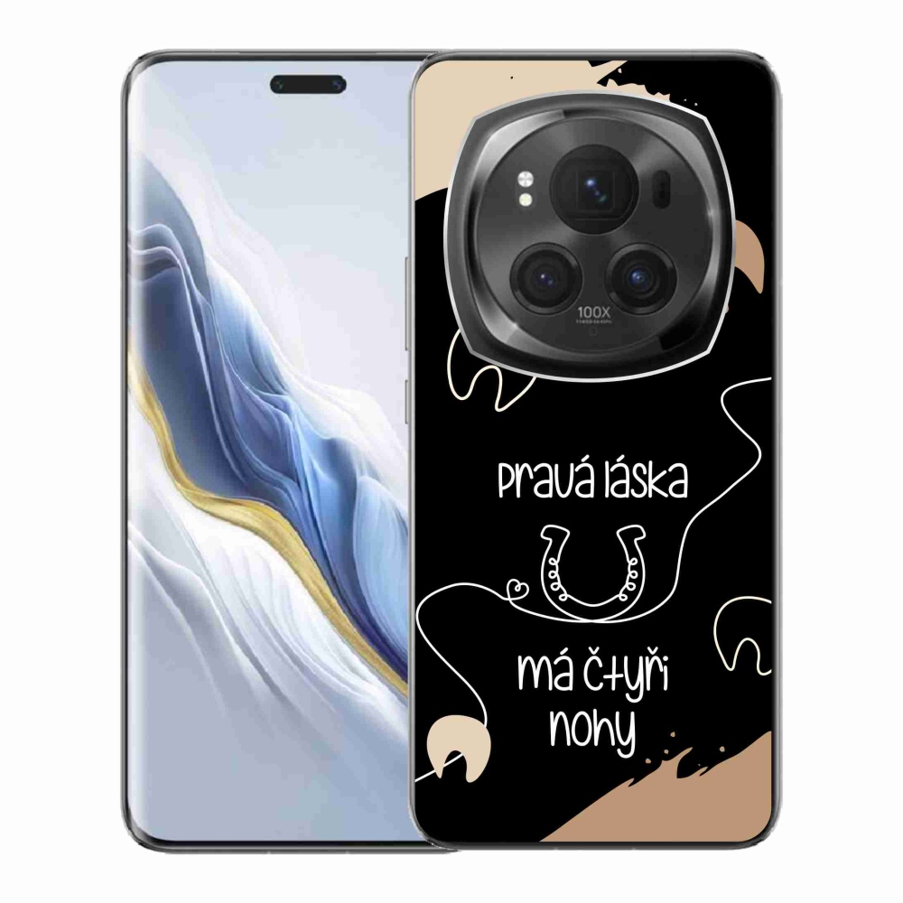 Gél borító mmCase a Honor Magic 6 Pro 5G készülékhez - Ló motívum fekete háttér