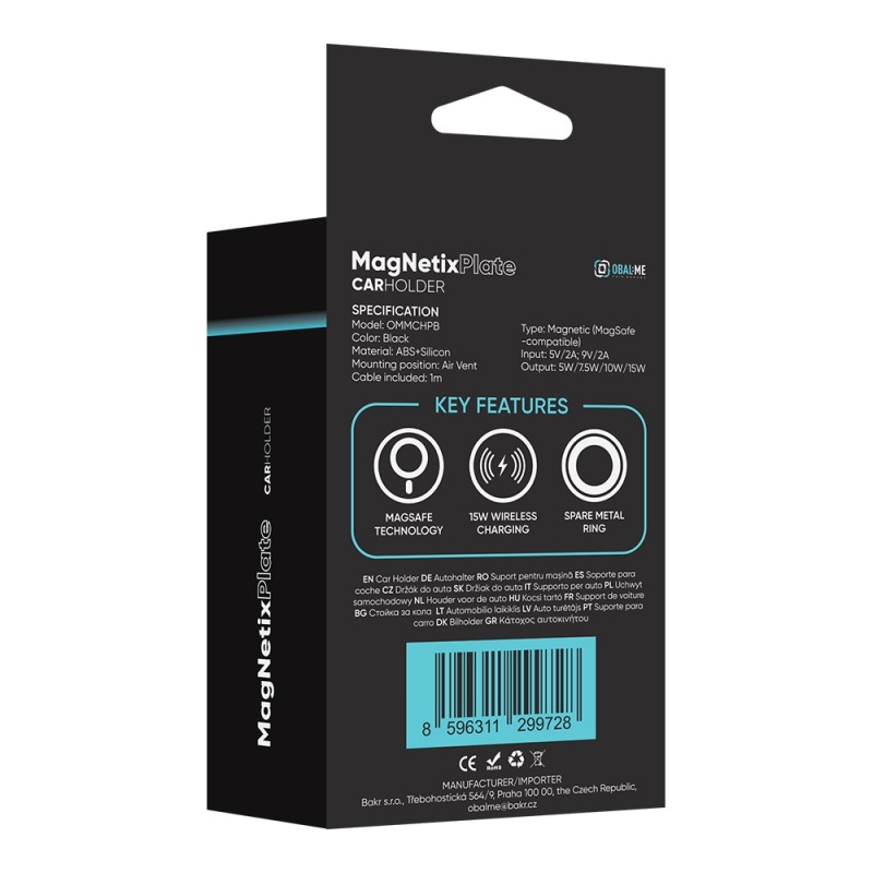 CSOMAG:ME MagNetix Plate vezeték nélküli autós töltőtartó 15W Fekete