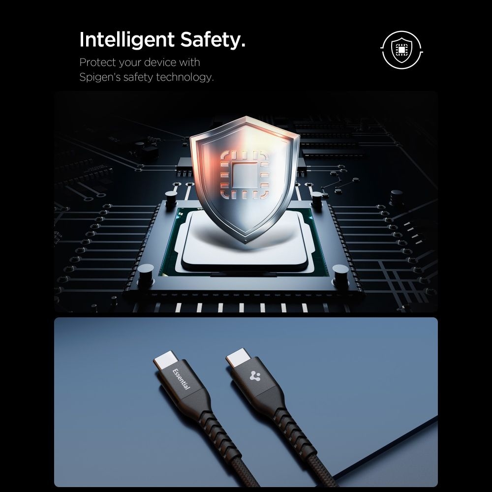 Spigen EB10010CCA USB-C/USB-C 100W adatkábel 1m - fekete