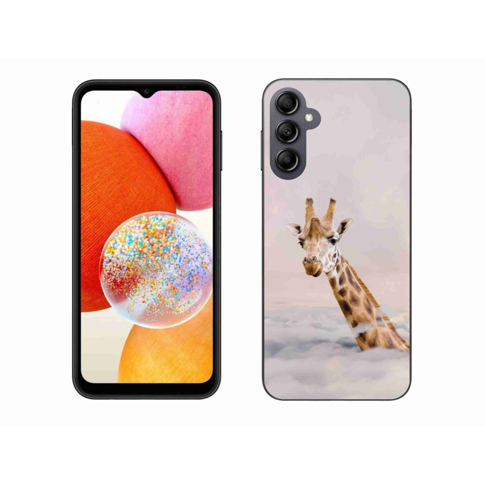 Zselés borítás mmCase Samsung Galaxy A14 4G/5G - zsiráf a felhők között