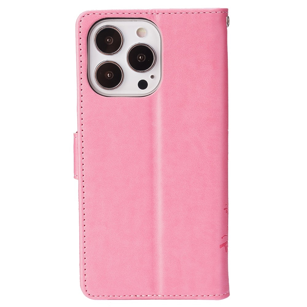 Virágok könyv tok iPhone 15 Pro készülékhez - rózsaszín