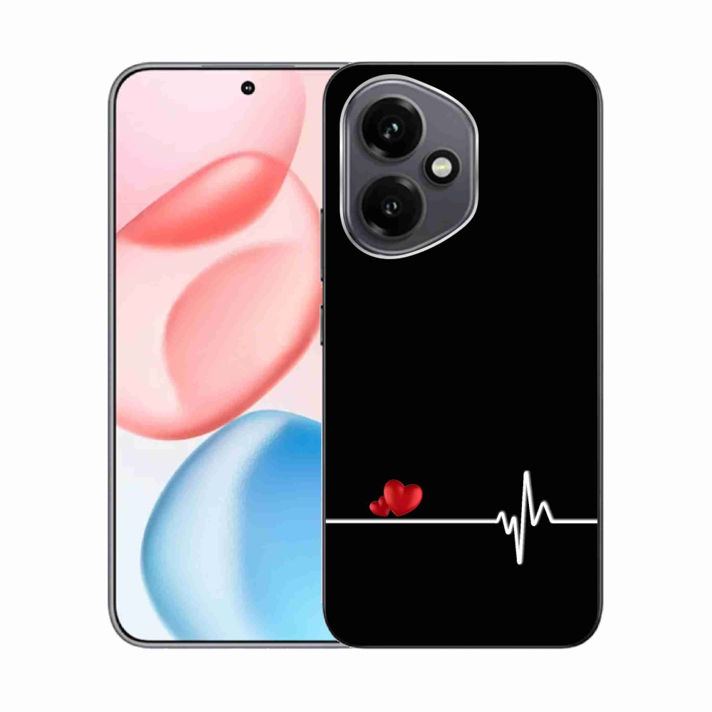 Gél borító mmCase a Honor 400-hoz - szív és szívverés fekete háttérrel