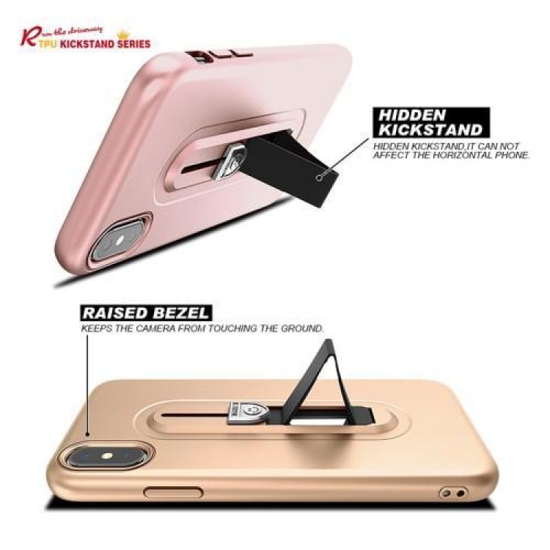 Wrappy tartós tok kihúzható állvánnyal iPhone X készülékhez - rózsaarany