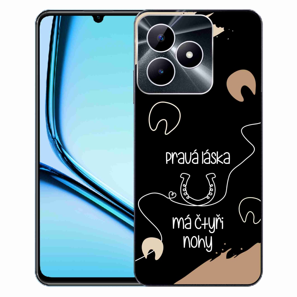 Zselés borító mmCase a Realme Note 50 készülékhez - ló motívum fekete háttérrel