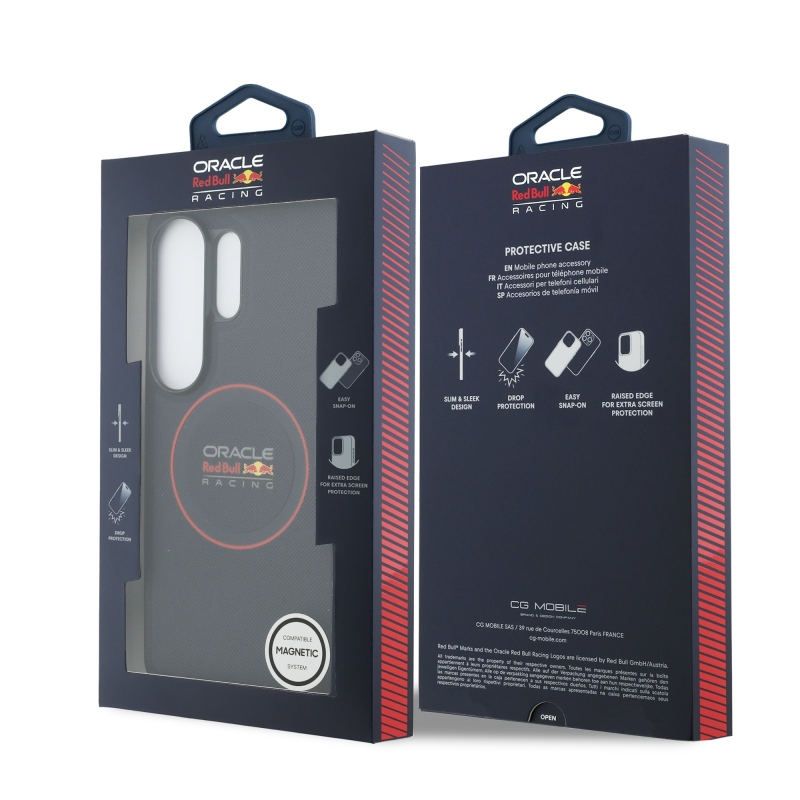 Red Bull PU bőr hálós piros gyűrűs mágneses hátlap a Samsung Galaxy S26 Ultra Navy számára