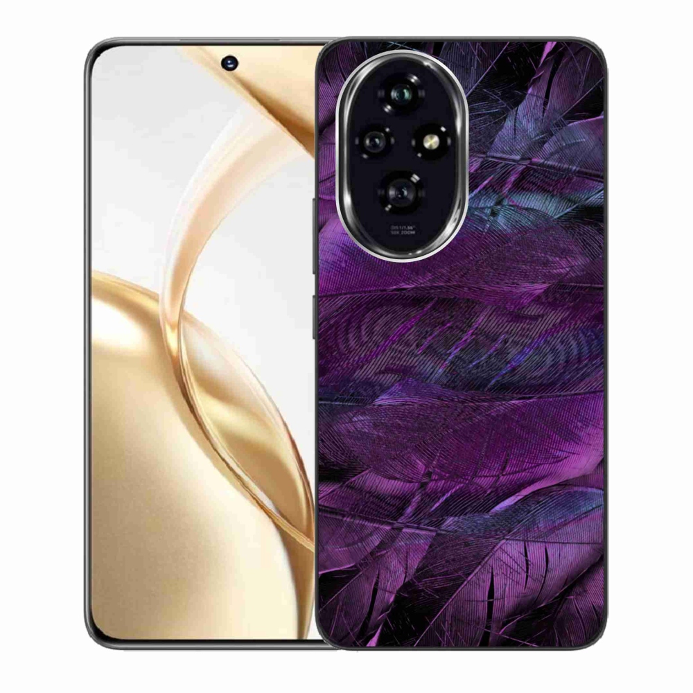 Zselés borítás mmCase a Honor 200 5G készülékhez - lila tollakkal