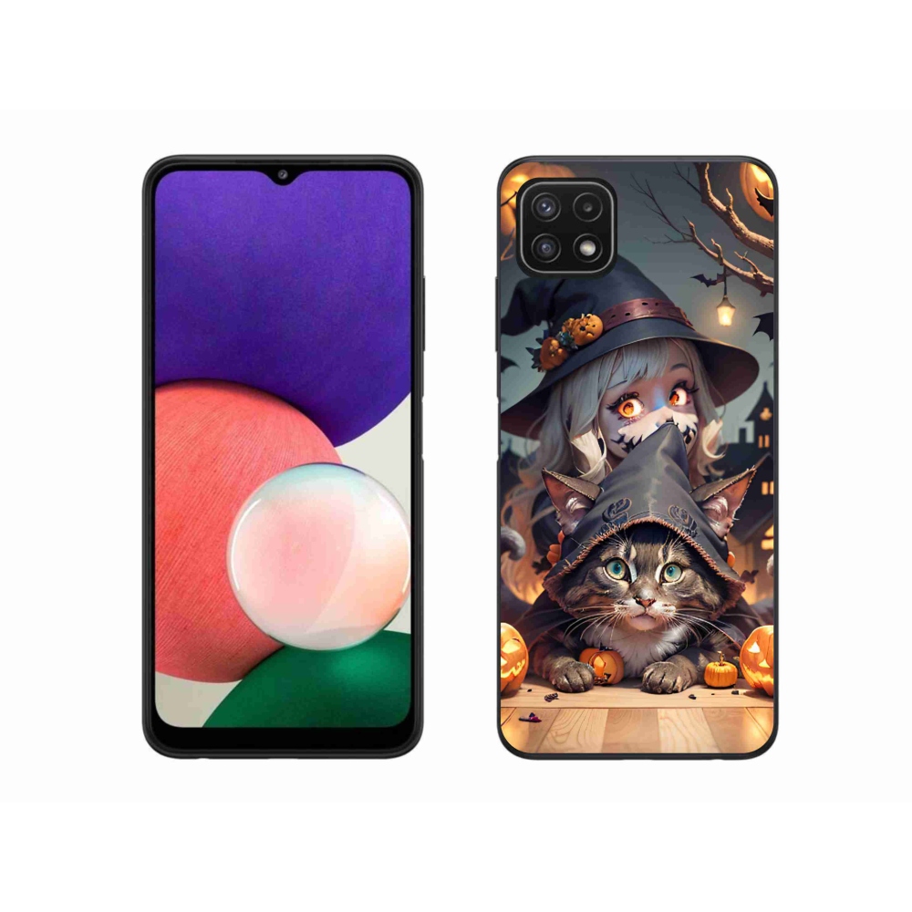 Zselés borítás mmCase Samsung Galaxy A22 5G - boszorkány macskával