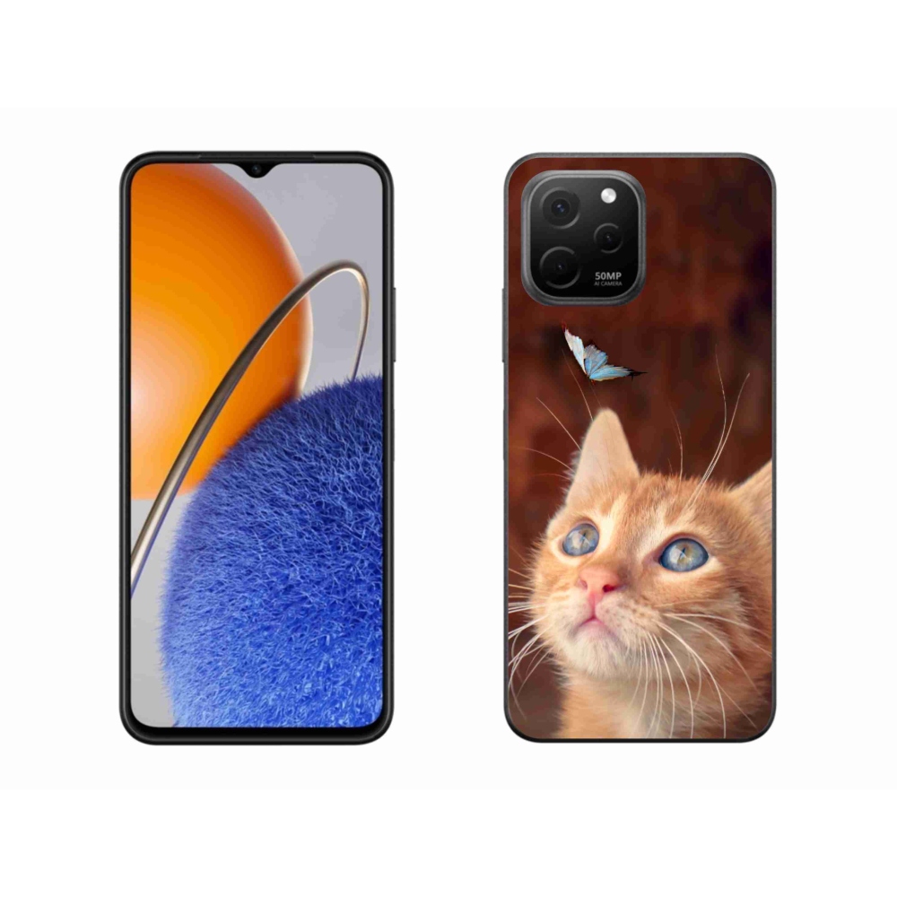 Gél borító mmCase a Huawei Nova Y61 készülékhez - pillangó és cica