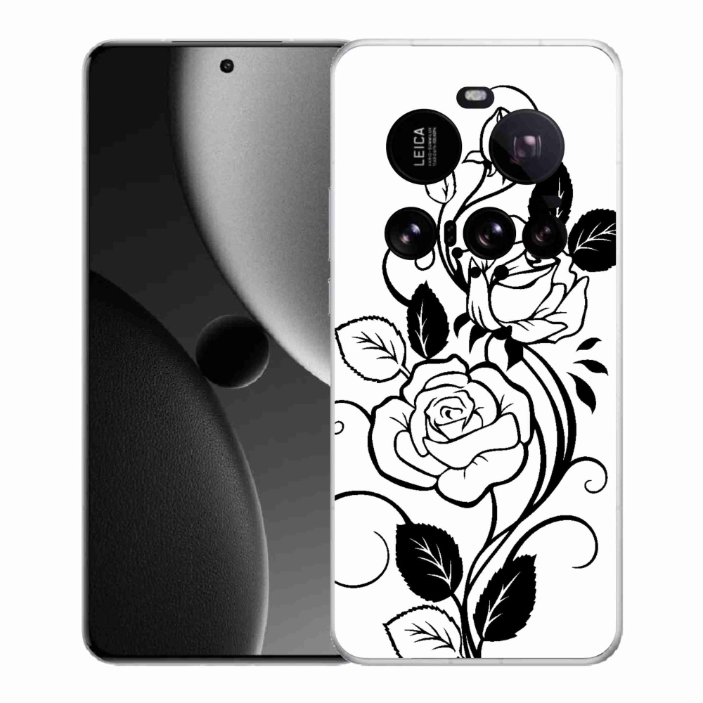 Gél borítás mmCase a Xiaomi 15 Ultra számára - fekete és fehér rózsa