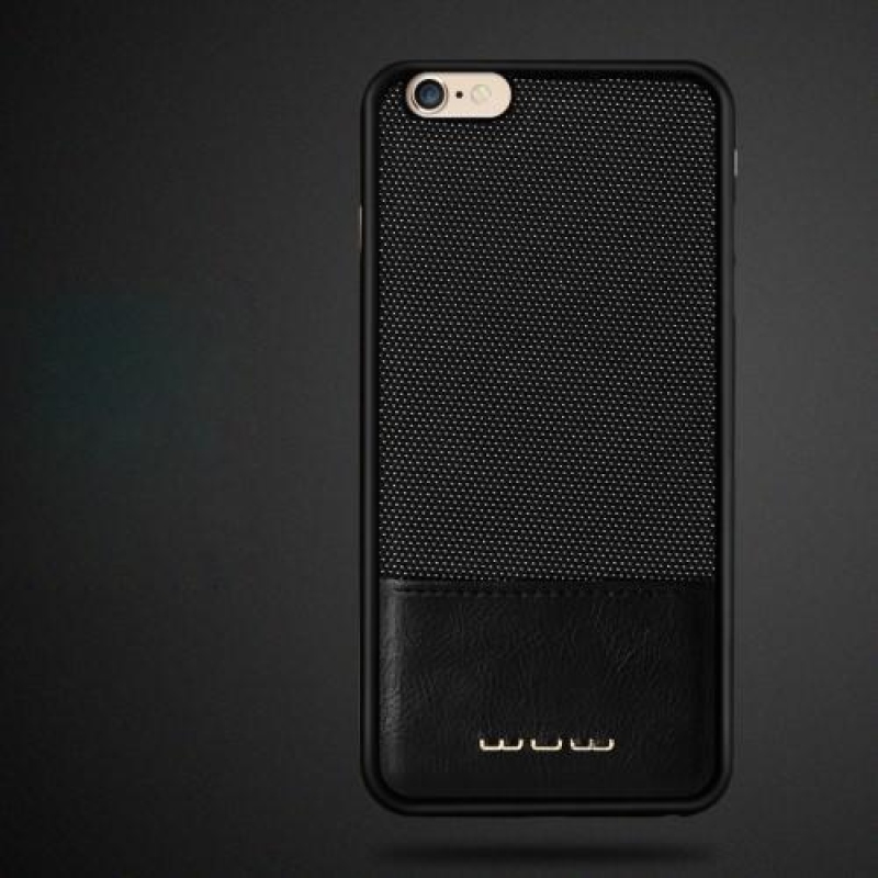 WU műanyag tok PU bőr hátlappal iPhone 6 Plus és iPhone 6s Plus készülékhez - fekete