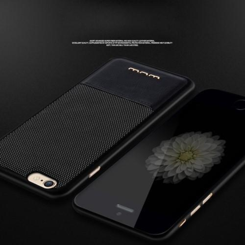 WU műanyag tok PU bőr hátlappal iPhone 6 Plus és iPhone 6s Plus készülékhez - fekete