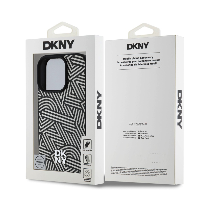 DKNY PU bőr, Crosswalk mintás Magsafe hátlap iPhone 16 Pro Max készülékhez, elefántcsont színű