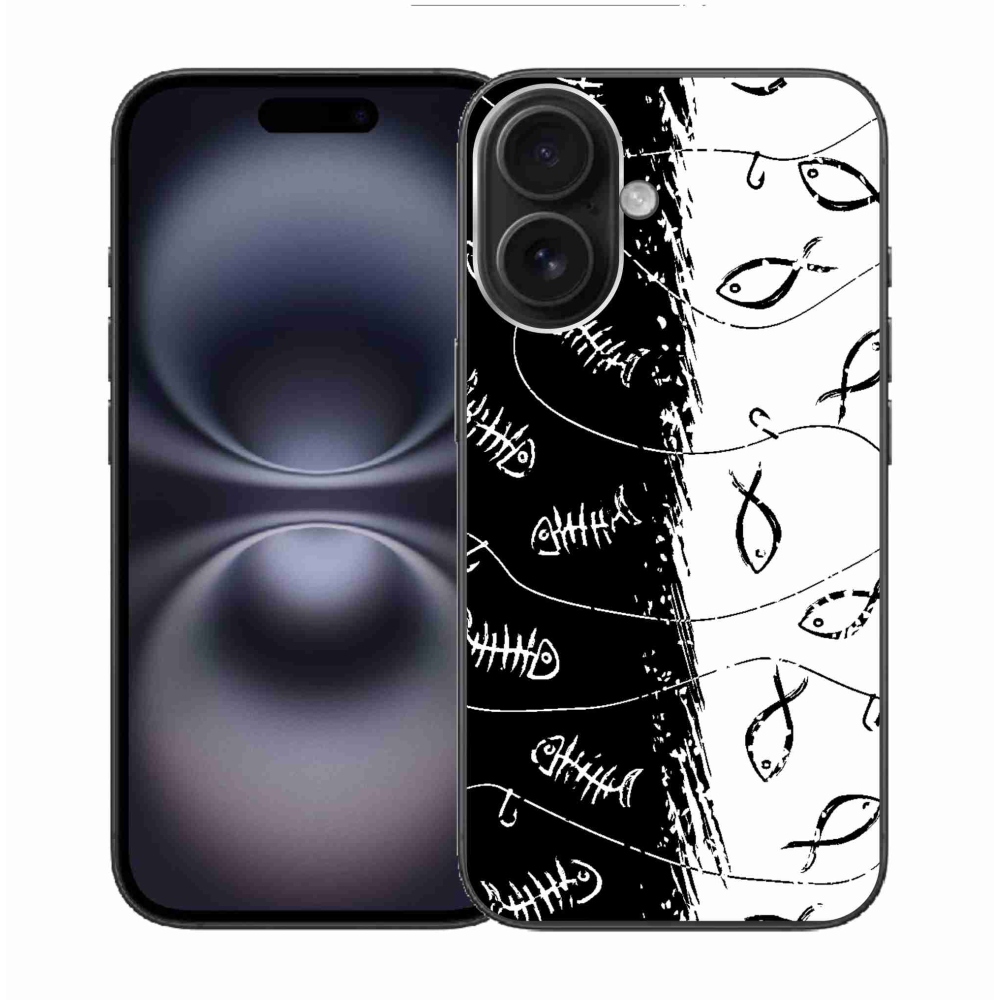 Zselés borítás mmCase iPhone 16 készülékhez - csontvázak és halak