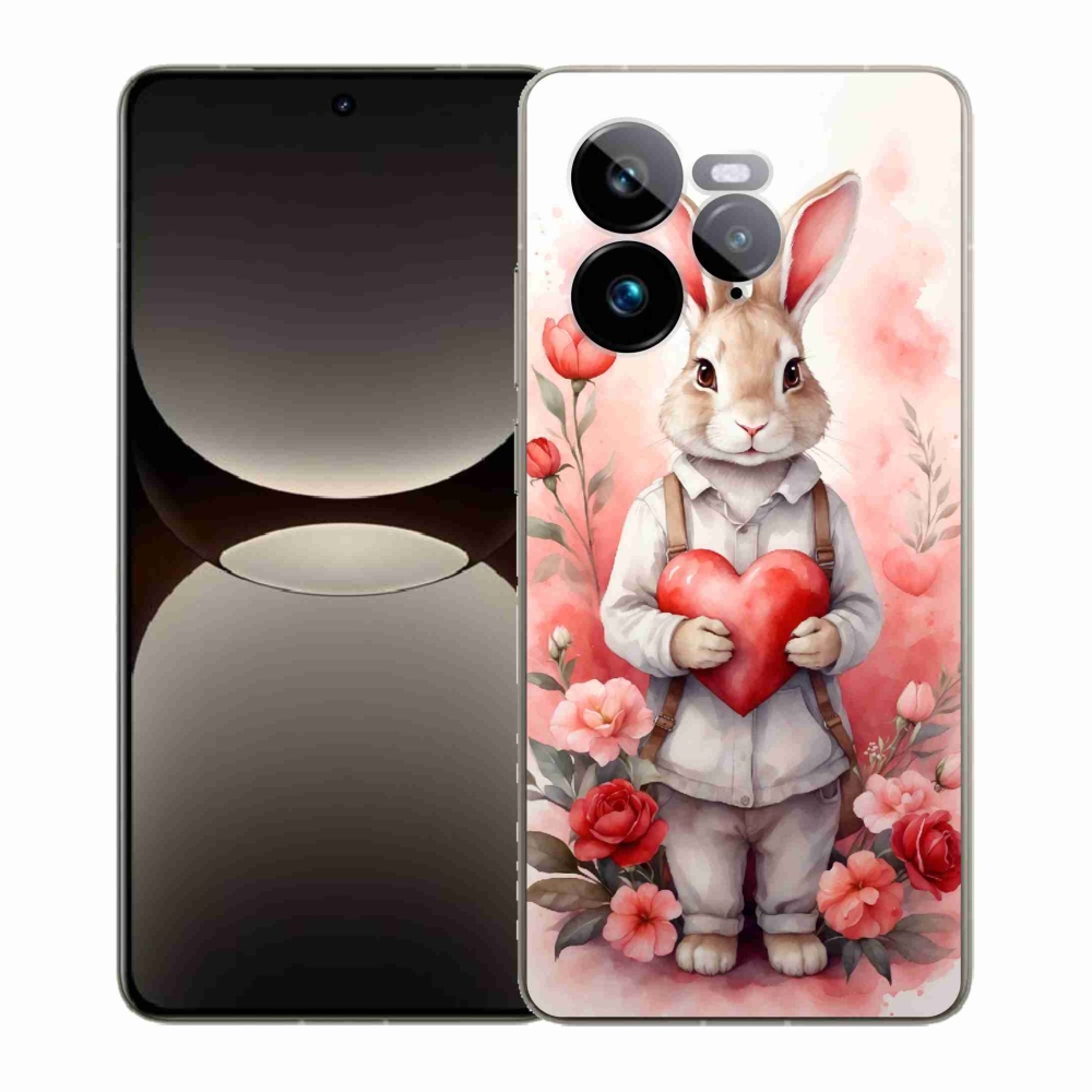 Gél borítás mmCase a Realme GT 7 Pro 5G számára - nyúl szívvel