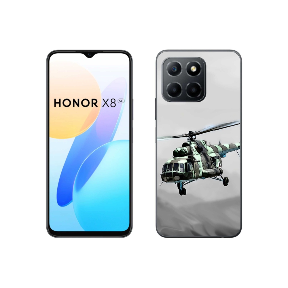 Zselés borítás mmCase a Honor X8 5G/70 Lite 5G számára - katonai helikopter